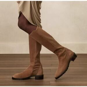 Stuart Weitzman 5050 Knee-High Lug Sole Boot Khaki Suede 9.5 NIB Iconic Stretch